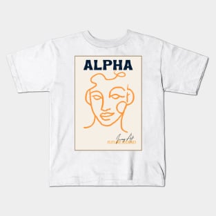 Alpha, Future Legend, Line Drawing Art, Human Head Kids T-Shirt